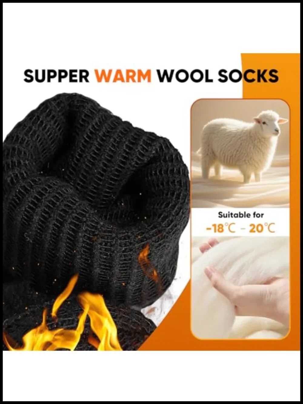 Merino Wool Hiking Socks for Men Women Thermal Winter Cushioned Wicking Crew